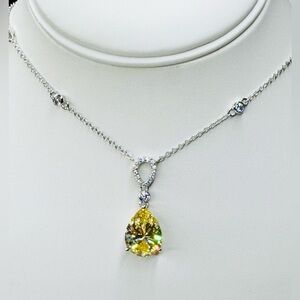 Canary Yellow Stone and Sterling Silver (video shows true color) Necklace